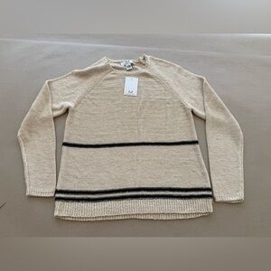 Magaschoni — Knit Cream Sweater with Black Stripes — Size XL — NWT